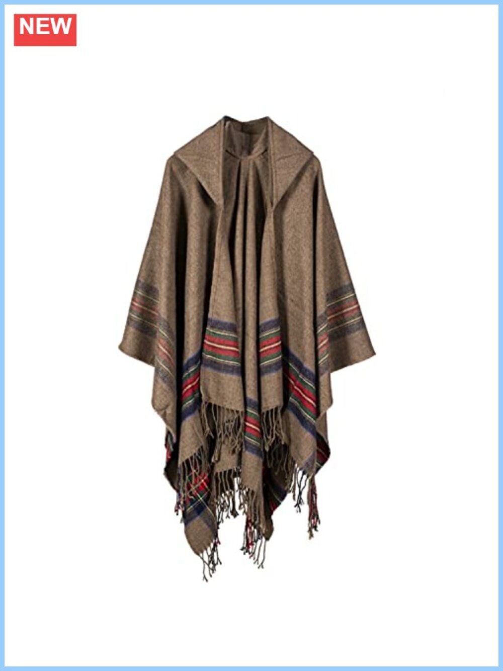 Oversized Hooded Poncho Wrap Pashmina Cardigan Blanket Shawl with Tassels